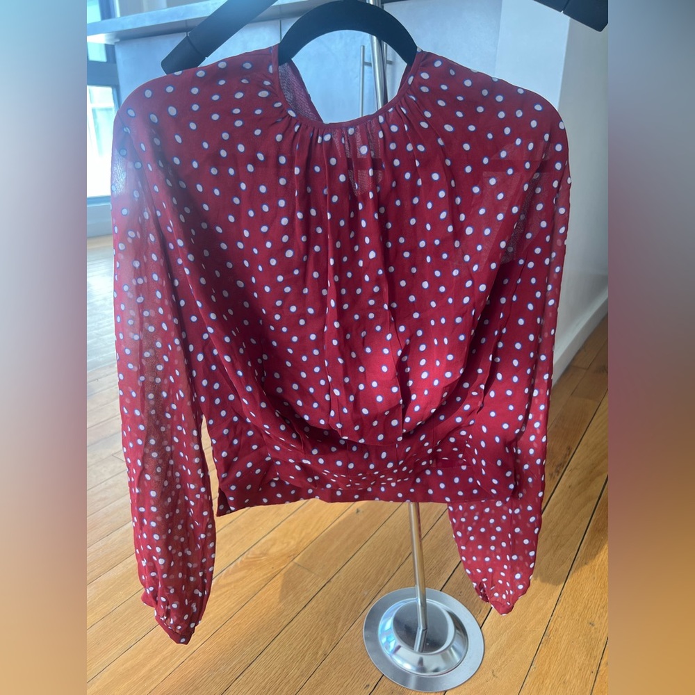 Derek Lam Red and White Polka Dot Blouse - Sample